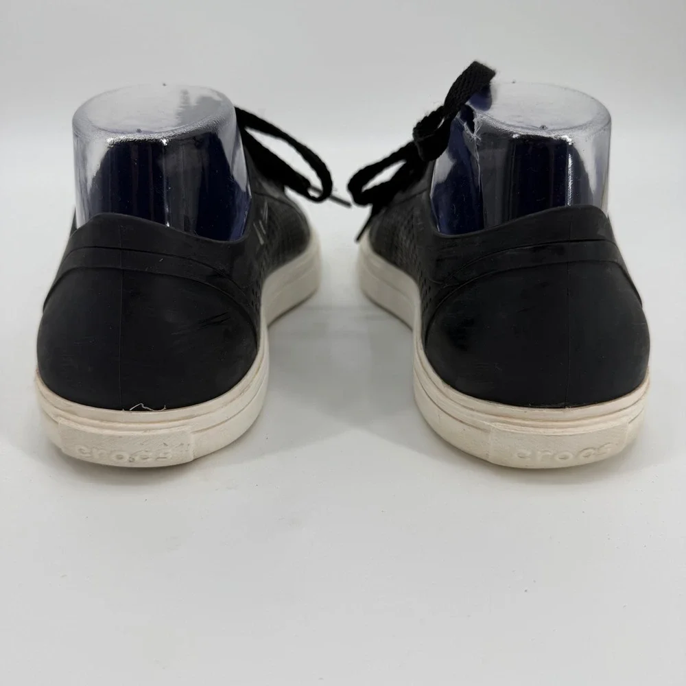 Crocs Citilane Roka Court Black White Perforated Lace Up Sneakers 204954 W11